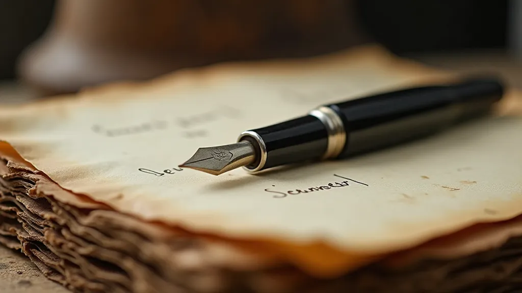 Antique pen on parchment paper
