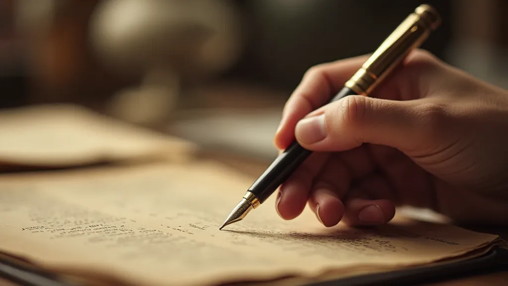 Vintage Parker Duofold pen held in a hand