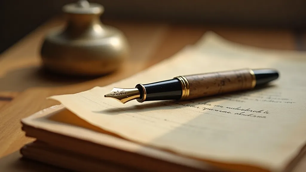 Vintage Parker Duofold pen on parchment paper