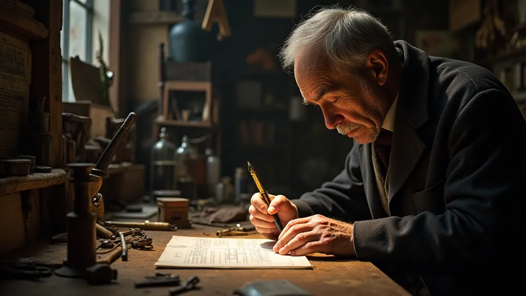 Richard Gillott inspecting a nib in his workshop