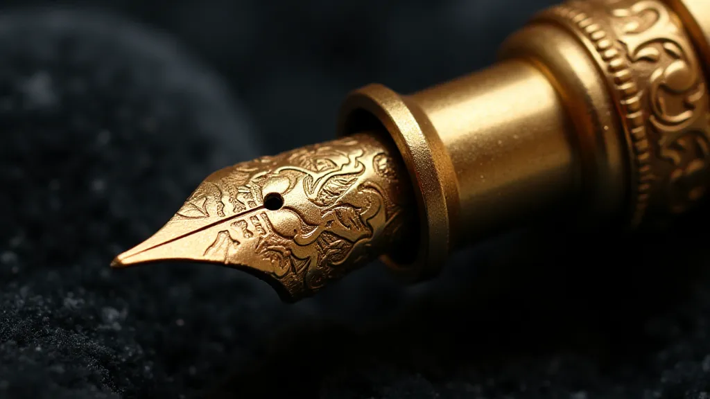 Engraved gold antique fountain pen