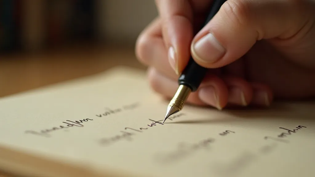 Hand writing with an antique fountain pen