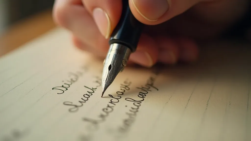 Hand writing with a vintage fountain pen