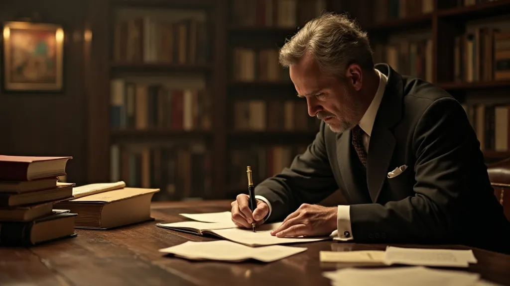 Man writing with a Parker Duofold pen