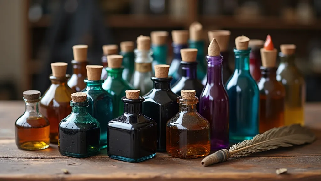 Collection of vintage ink bottles