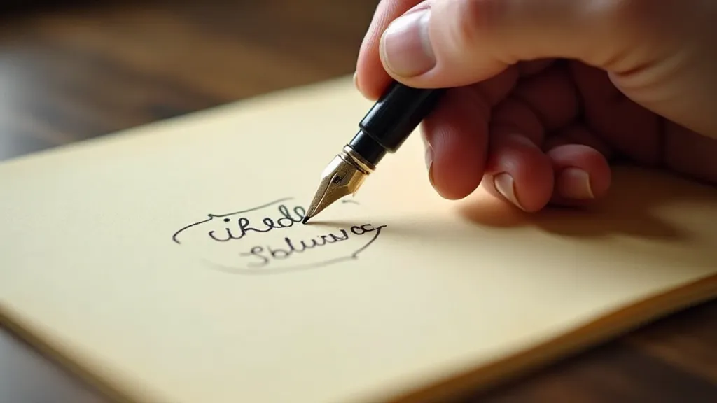 Hand writing with a vintage pen